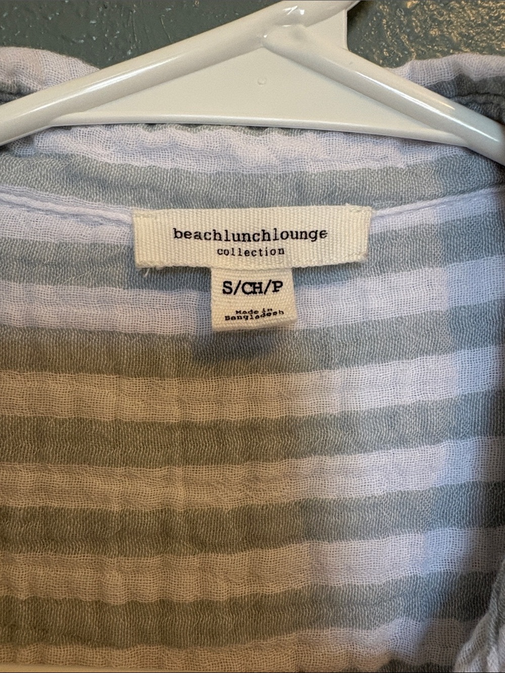 100% Cotton | Pale Green and White Striped Button-Down | Gauze Top - Picture 11 of 16